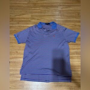 Polo Ralph Lauren Mens L  Blue Red Yellow Striped Short Sleeve Polo Shirt